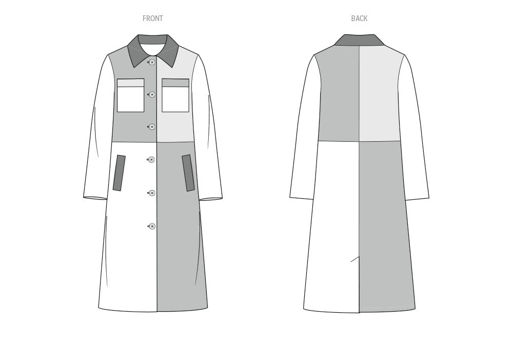 Know Me sewing pattern 2150 Misses' Lined Color Blocked Coat by Alisha Grace from Jaycotts Sewing Supplies