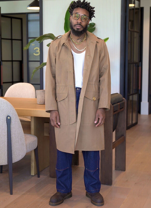 Know Me sewing pattern 2152 Men's Utility Trench Coat by Norris Dánta Ford from Jaycotts Sewing Supplies