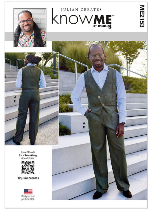 Know Me sewing pattern 2153 Men's Vest and Pants by Julian Creates from Jaycotts Sewing Supplies