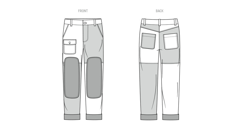 Know Me sewing pattern 2154 Men's Colour blocked trousers by Donny Q from Jaycotts Sewing Supplies