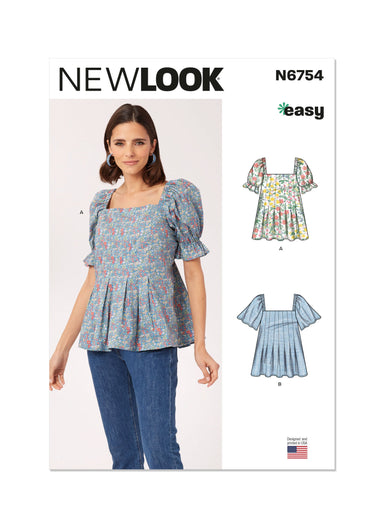 New Look sewing pattern 6754 Easy to sew tops from Jaycotts Sewing Supplies