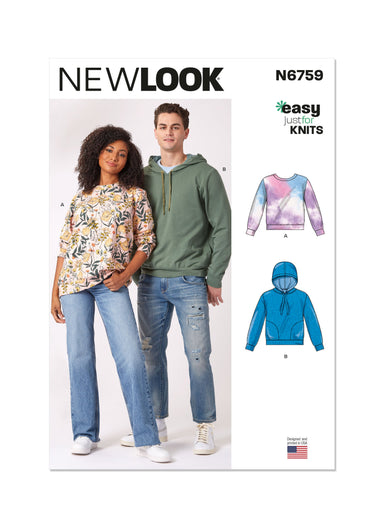 New Look sewing pattern 6759 and Men's Sweatshirts from Jaycotts Sewing Supplies