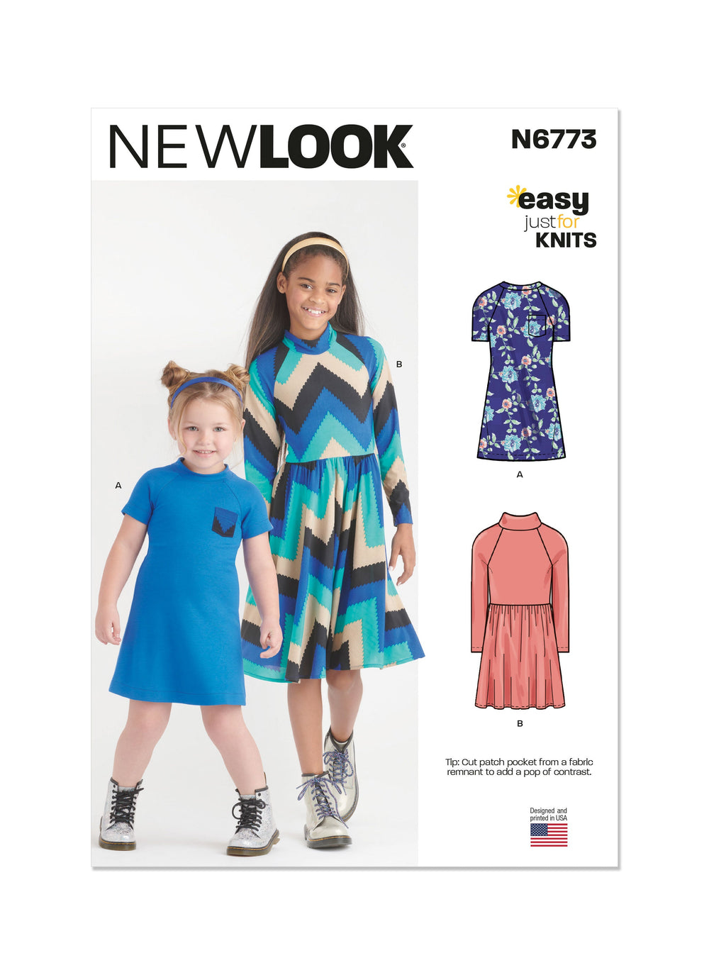 New Look Sewing Pattern 6773 Girls' Knit Dresses from Jaycotts Sewing Supplies