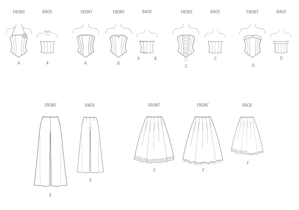 New Look sewing pattern 6787 Juniors' Corsets, Pants and Skirt from Jaycotts Sewing Supplies