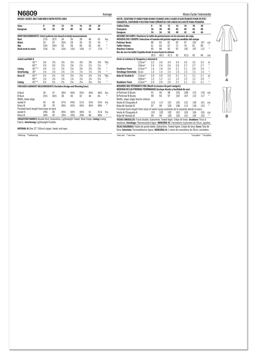 New Look Sewing Pattern 6809 Lined Jacket with Petite Lines from Jaycotts Sewing Supplies