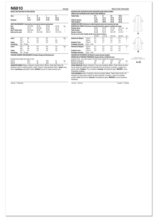 New Look Sewing Pattern 6810 Oversized swing coat from Jaycotts Sewing Supplies