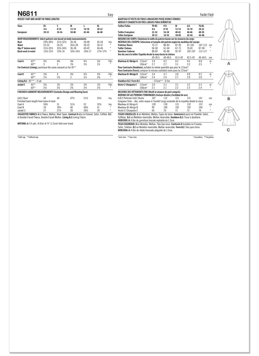 New Look Sewing Pattern 6811 Hooded coat or jacket from Jaycotts Sewing Supplies