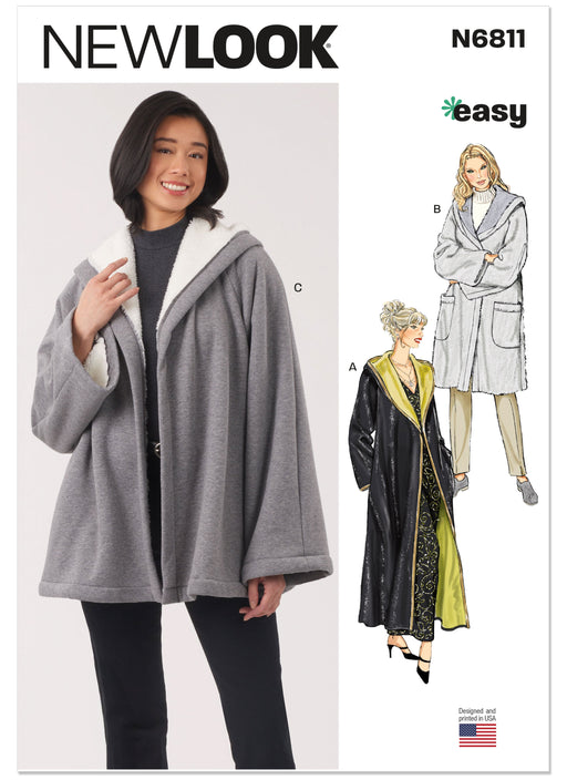 New Look Sewing Pattern 6811 Hooded coat or jacket from Jaycotts Sewing Supplies