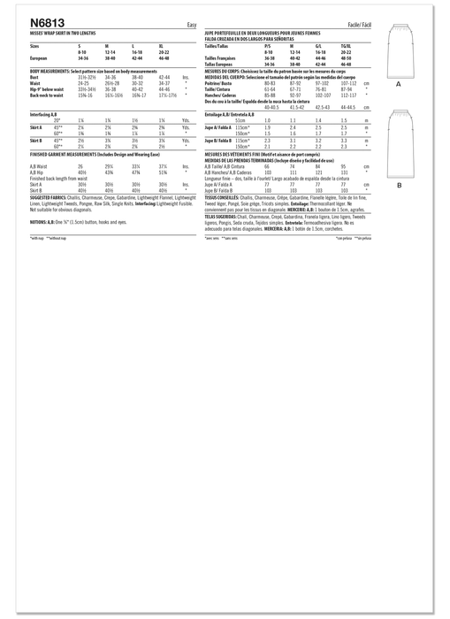 New Look Sewing Pattern 6813 Wrap Skirt in Two Lengths from Jaycotts Sewing Supplies