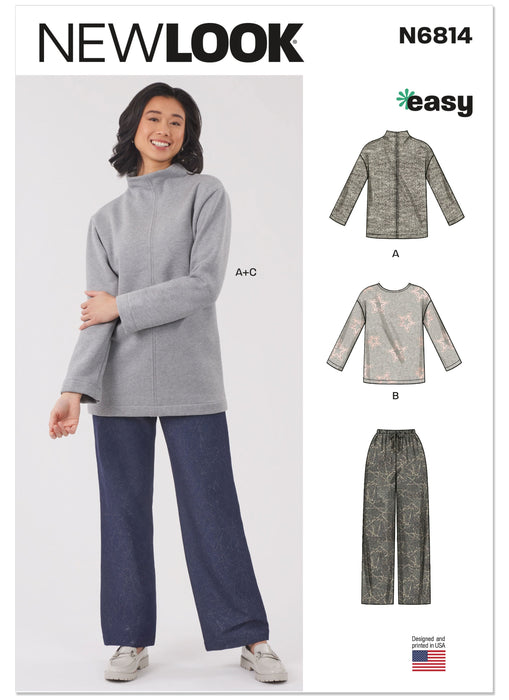 New Look Sewing Pattern 6814 Knit Tops and Knit or Woven Pull on Pants from Jaycotts Sewing Supplies