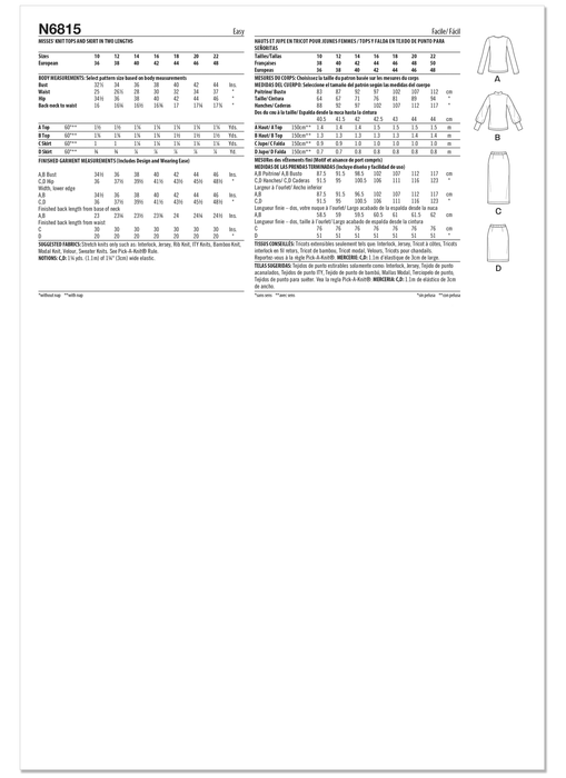 New Look Sewing Pattern 6815 Easy to Sew Knit Tops and Skirt from Jaycotts Sewing Supplies