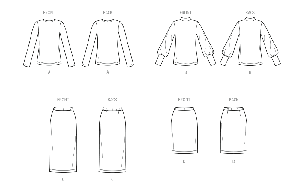 New Look Sewing Pattern 6815 Easy to Sew Knit Tops and Skirt from Jaycotts Sewing Supplies