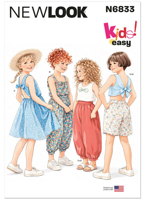 New Look 6833 Children's Dress, Playsuit, Top, Trousers And Shorts Pattern from Jaycotts Sewing Supplies
