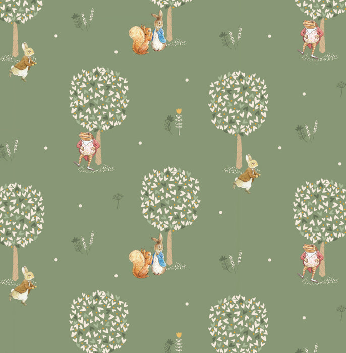 Peter Rabbit Organic Cotton Fabric, Heart Trees — jaycotts.co.uk ...