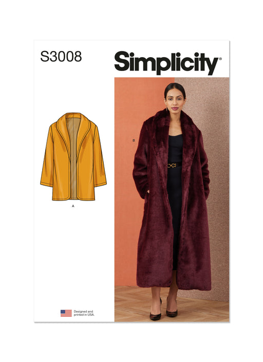 Simplicity Sewing Pattern 3008 Coat In Two Lengths from Jaycotts Sewing Supplies