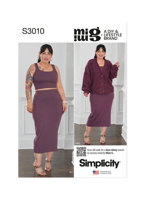 Simplicity Sewing Pattern 3010 Knit Cardigan, Tank Top and Skirt by Mimi G Style from Jaycotts Sewing Supplies