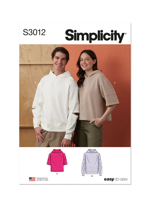 Simplicity Sewing Pattern 3012 Unisex Hoodies from Jaycotts Sewing Supplies