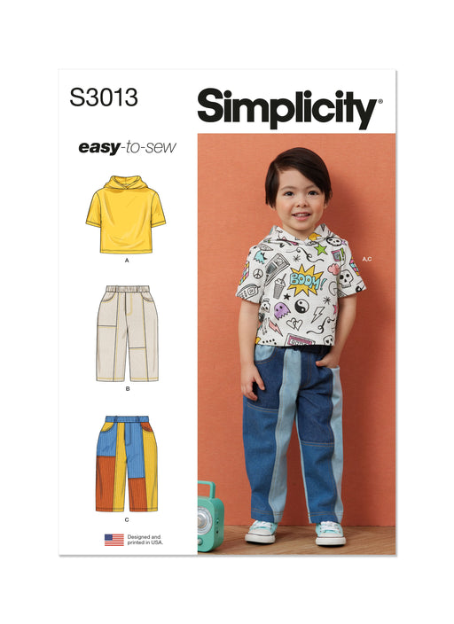 Simplicity Sewing Pattern 3013 Toddlers' Hooded T-Shirt and Jeans from Jaycotts Sewing Supplies