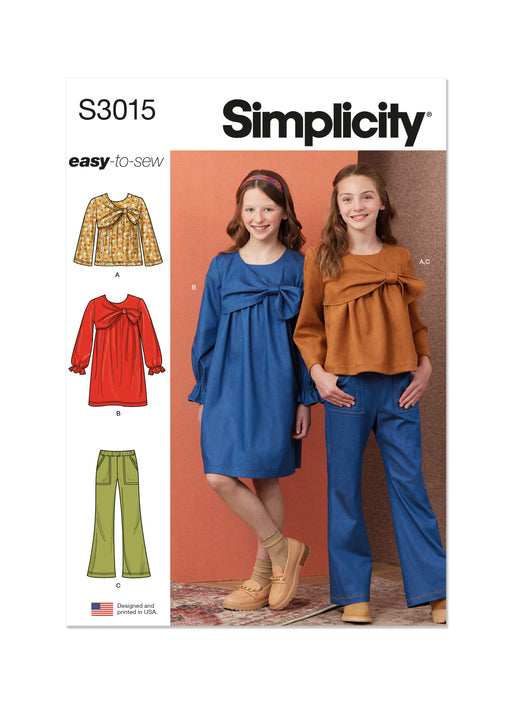 Simplicity Sewing Pattern 3015 Girls' Top, Dress and Pants from Jaycotts Sewing Supplies