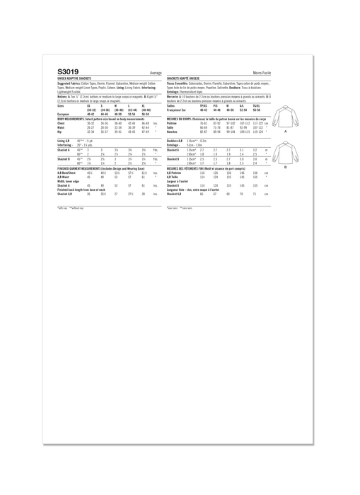 Simplicity Sewing Pattern 3019 Unisex Adaptive Shacket by Sewn Adaptive from Jaycotts Sewing Supplies