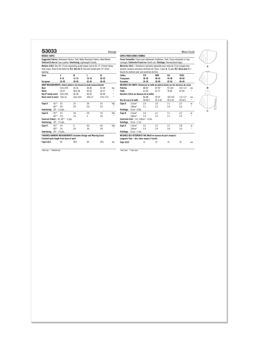 Simplicity sewing pattern S3033 Misses' Capes from Jaycotts Sewing Supplies