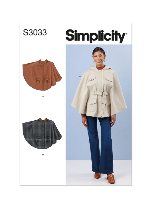 Simplicity sewing pattern S3033 Misses' Capes from Jaycotts Sewing Supplies