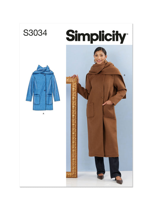 Simplicity sewing pattern S3034 Misses' Coats from Jaycotts Sewing Supplies