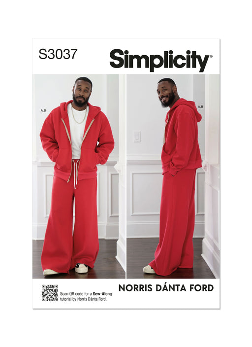 Simplicity sewing pattern S3037 Men's Sweatshirt and SweatTrousers from Jaycotts Sewing Supplies