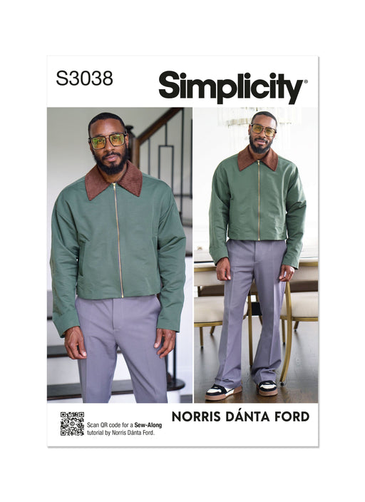 Simplicity sewing pattern S3038 Men's Jacket by Norris Dánta Ford from Jaycotts Sewing Supplies