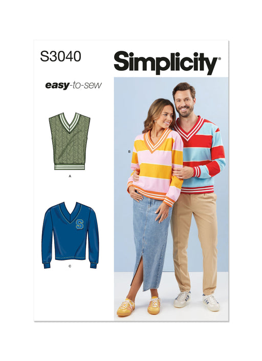 Simplicity sewing pattern S3040 Unisex Tank Tops and Tops from Jaycotts Sewing Supplies