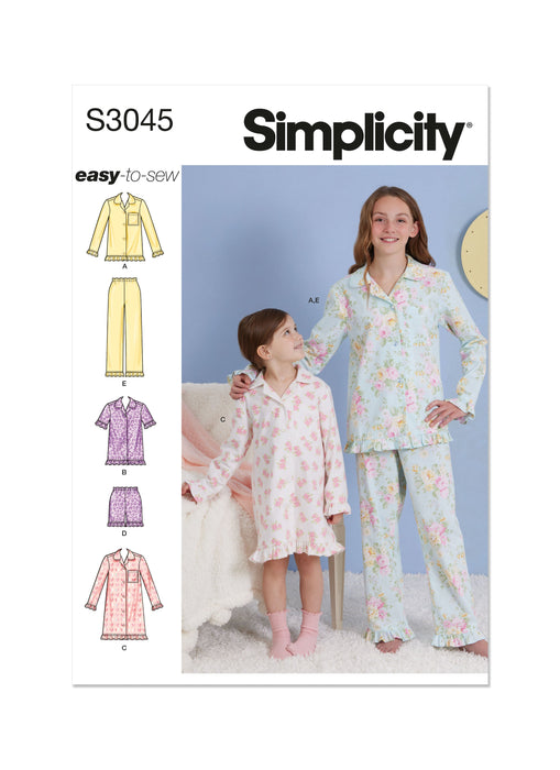 Simplicity sewing pattern S3045 Girls' Loungewear from Jaycotts Sewing Supplies