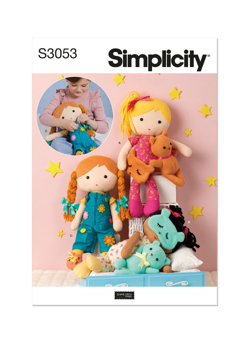 Simplicity sewing pattern S3053 Stuffed Dolls with Clothes from Jaycotts Sewing Supplies