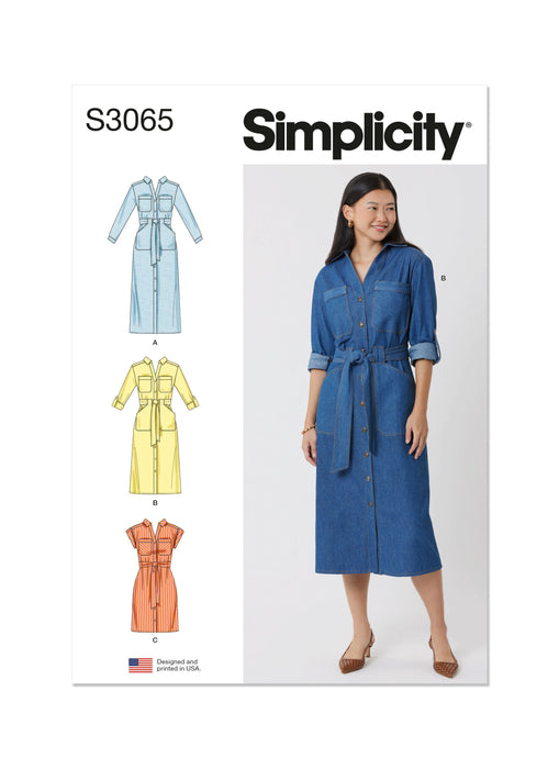 Simplicity sewing pattern 3065 Dresses with Tie Belt from Jaycotts Sewing Supplies