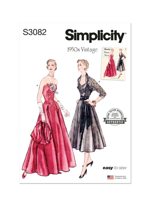 Misses' Afternoon and Evening Dress and Bolero Simplicty sewing pattern S3082 — jaycotts.co.uk Misses' Afternoon and Evening Dress and Bolero Simplicty sewing pattern S3082 — jaycotts.co.uk
