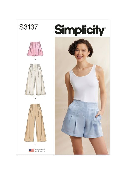Simplicity Sewing Pattern 3137 Misses' Pleated Shorts and Trousers from Jaycotts Sewing Supplies