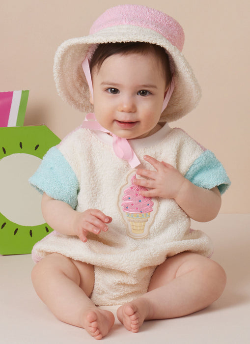 Simplicity S3144 Babies' Contrast Bodysuit and Bucket Hat sewing