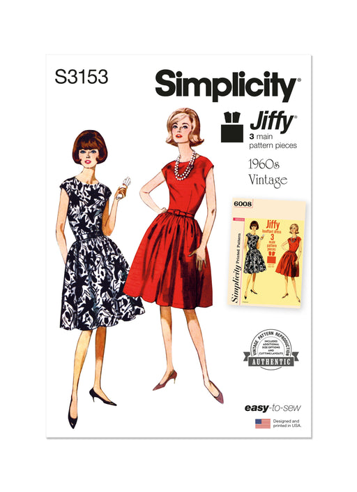 Simplicity Sewing Pattern 3153 Vintage 1960's One Piece Jiffy Dress from Jaycotts Sewing Supplies