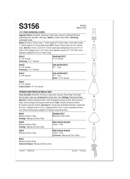 Simplicity Sewing Pattern 3156 Fashion Doll Clothes by Carla Reiss from Jaycotts Sewing Supplies
