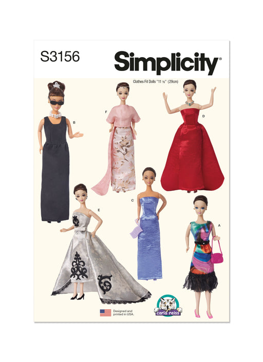 Simplicity Sewing Pattern 3156 Fashion Doll Clothes by Carla Reiss from Jaycotts Sewing Supplies