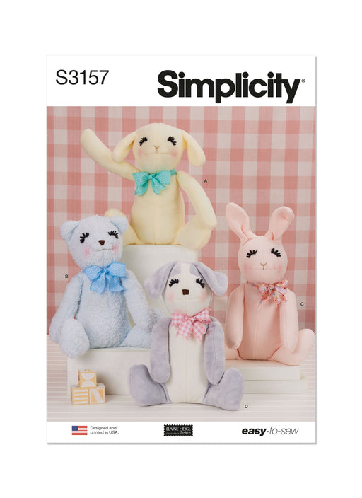 Simplicity Sewing Pattern 3157 Seated Plush Animals by Elaine Heigl Designs from Jaycotts Sewing Supplies