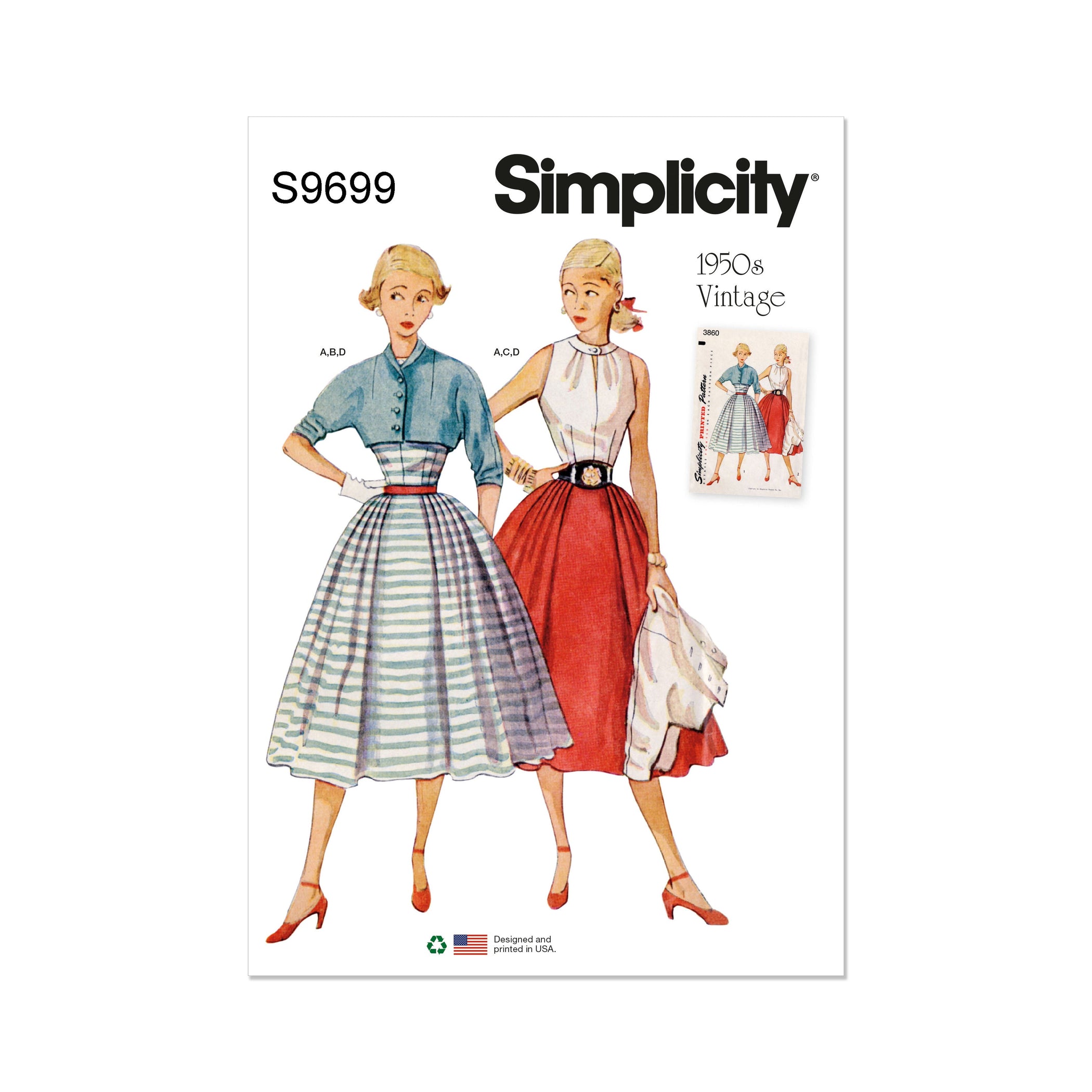 Simplicity 9699 Sewing pattern Misses' Vintage Skirt, Blouse and Jacket ...