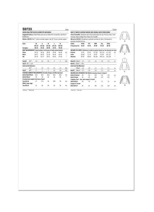 Simplicity 9723 Unisex Dual Port Access Chemo Top and Hoodie pattern from Jaycotts Sewing Supplies