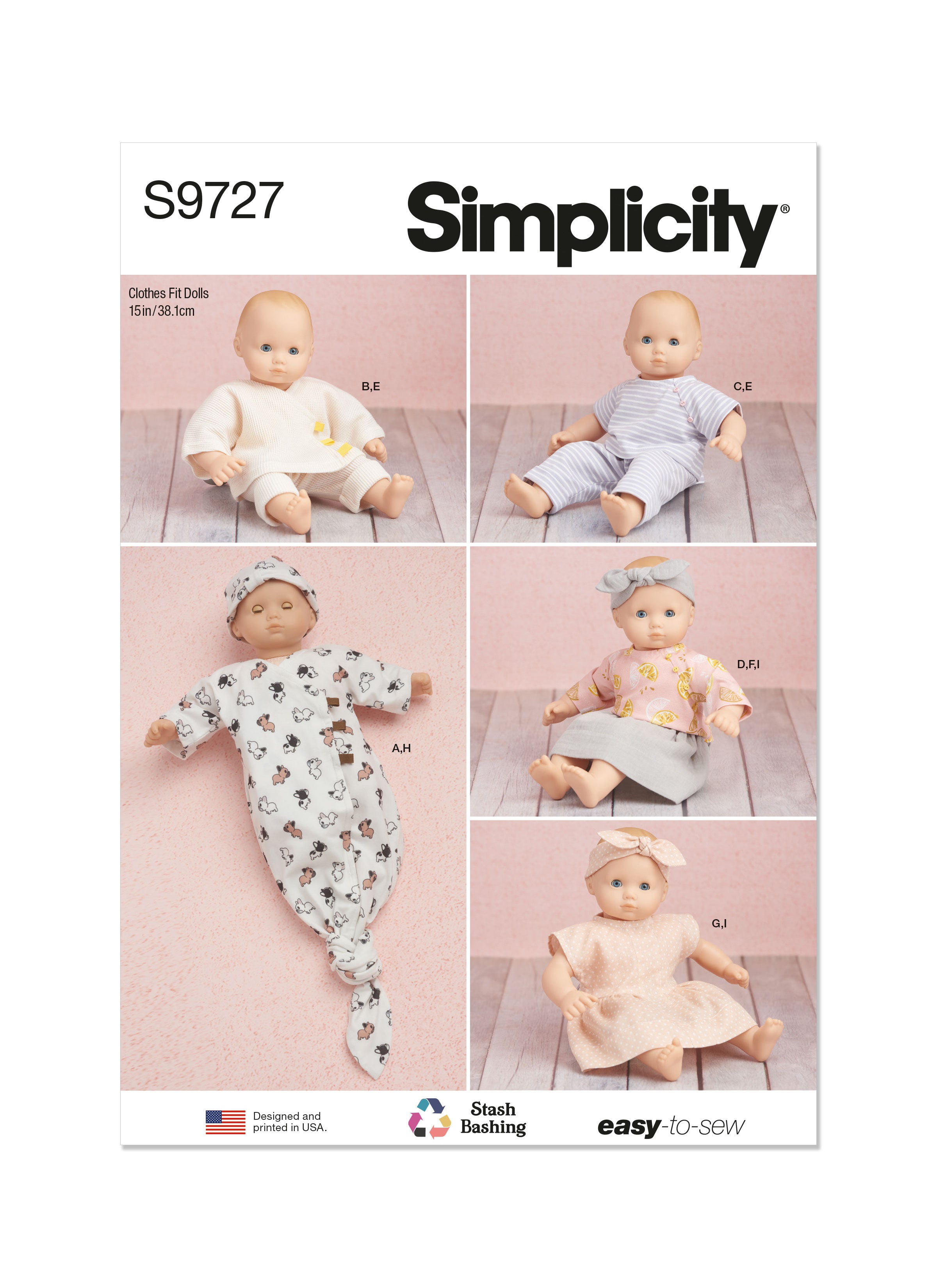 Simplicity 9727 Baby Doll Clothes Sewing pattern from Jaycotts Sewing Supplies