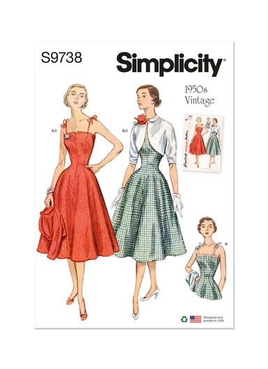 Simplicity 9738 sewing pattern Misses' Dresses and Jacket from Jaycotts Sewing Supplies