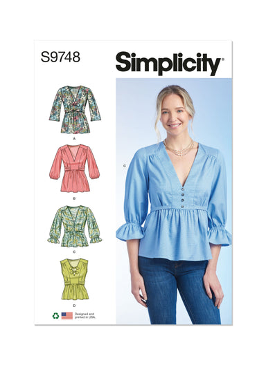Simplicity 9748 sewing pattern Misses' Top with Sleeve Variations from Jaycotts Sewing Supplies