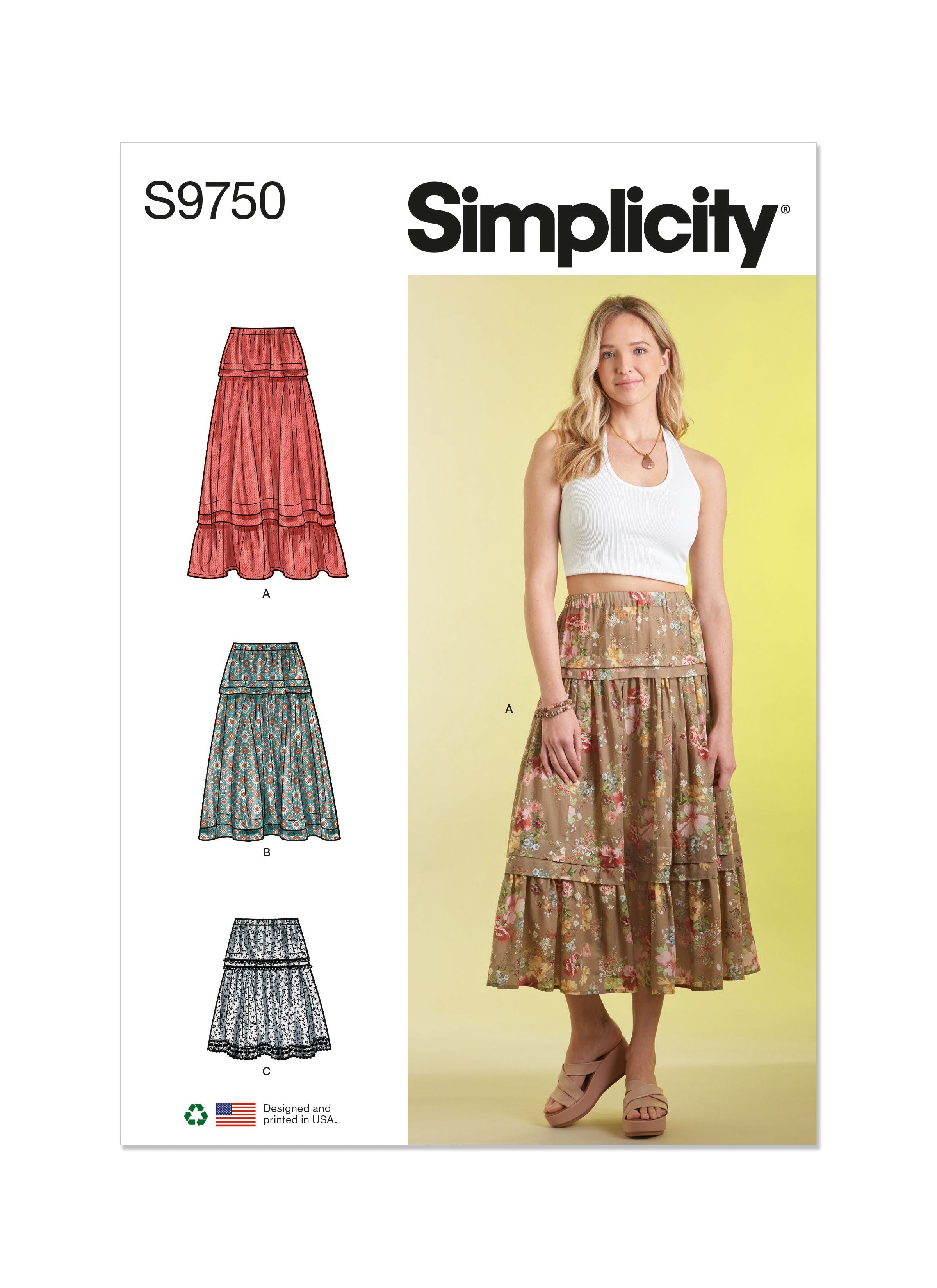 Simplicity 9750 sewing pattern Misses' Skirt in Three Lengths from Jaycotts Sewing Supplies
