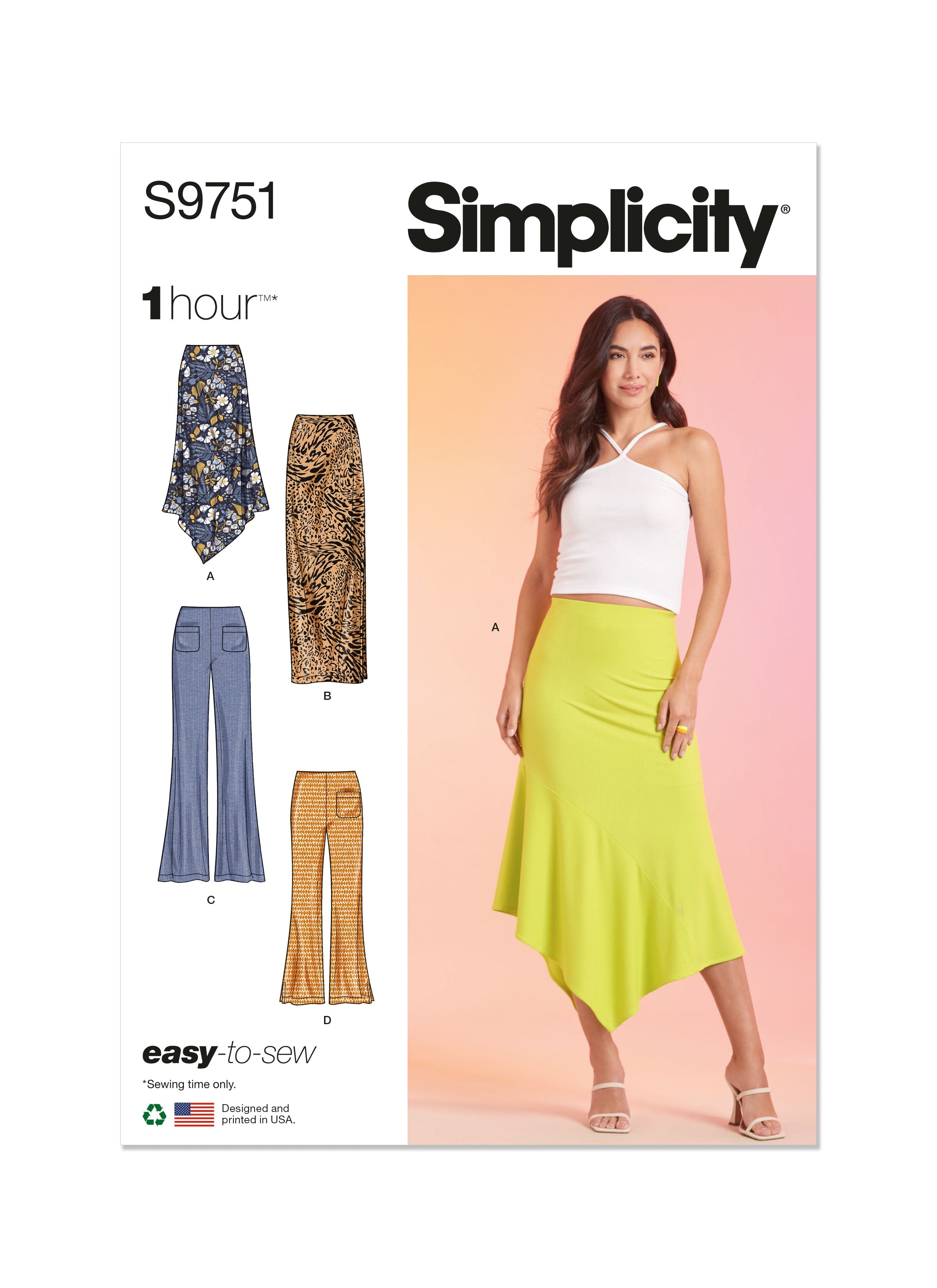Simplicity 9751 sewing pattern Misses' Knit Skirts and Trousers from Jaycotts Sewing Supplies