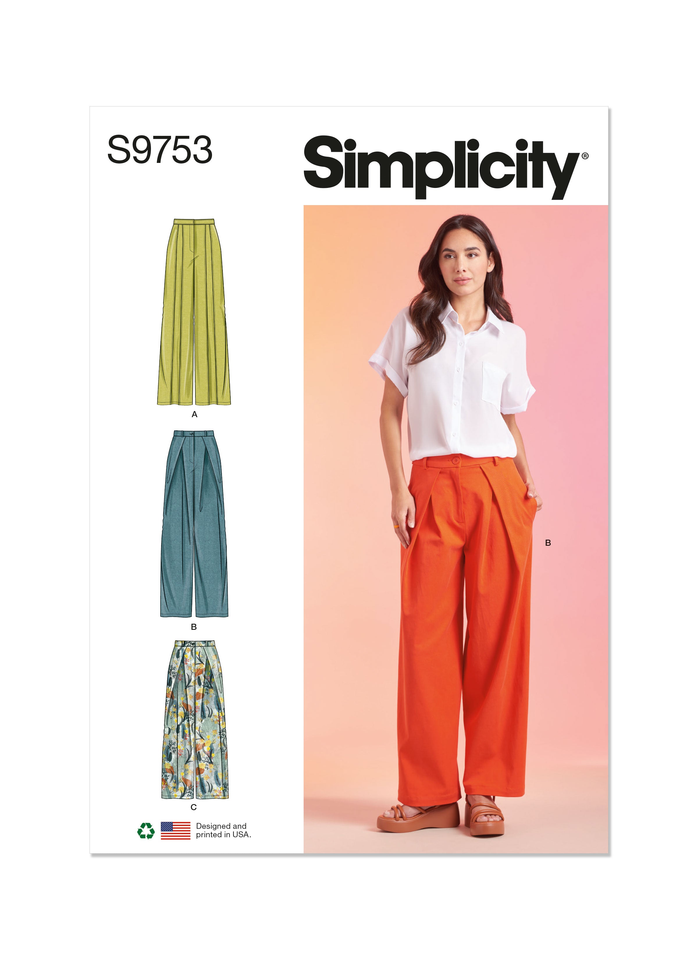 Simplicity 9753 sewing pattern Misses' Pants from Jaycotts Sewing Supplies
