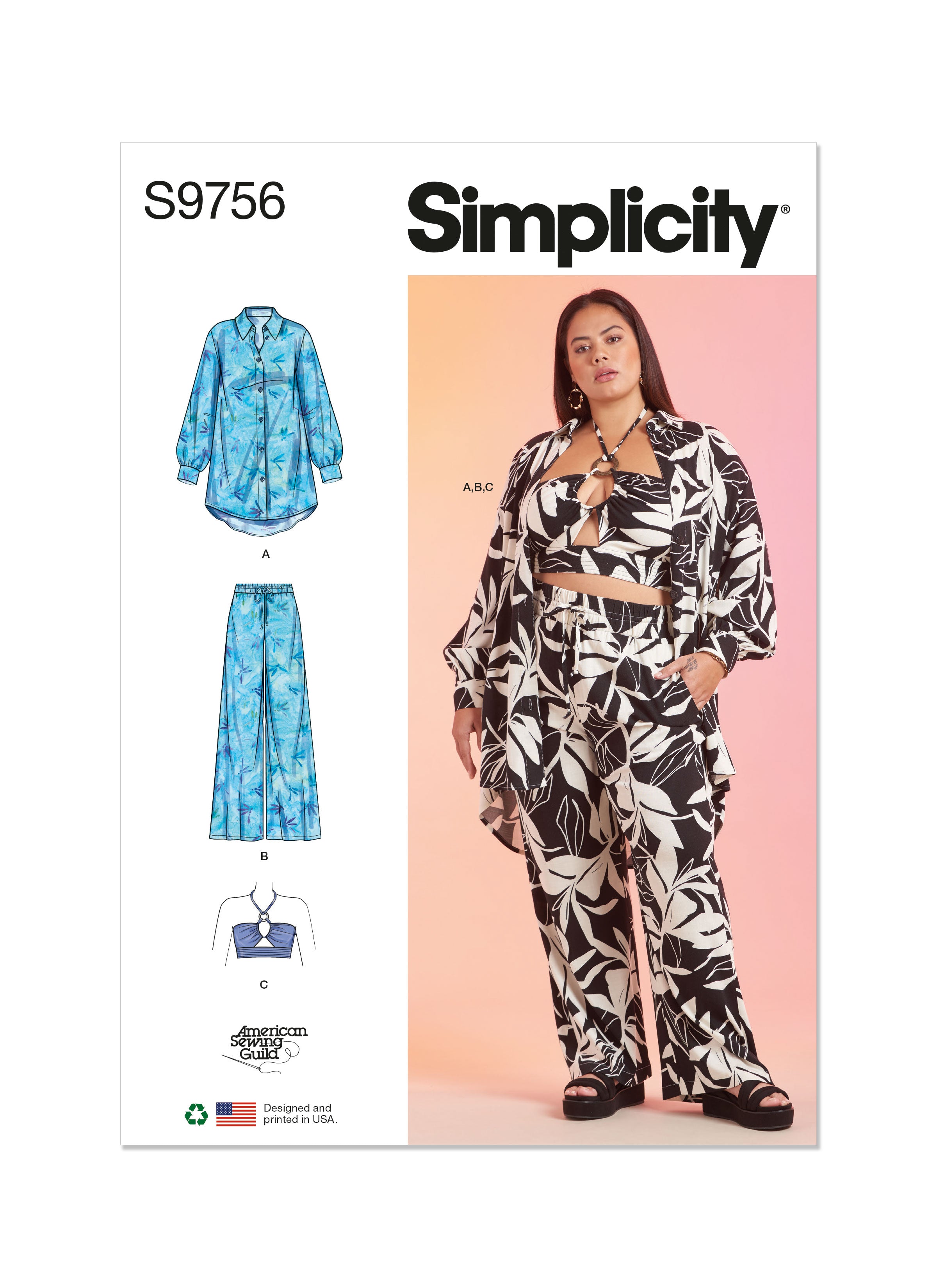 Simplicity 9756 sewing pattern Misses' and Women's Shirt, Pants and Halter Top from Jaycotts Sewing Supplies
