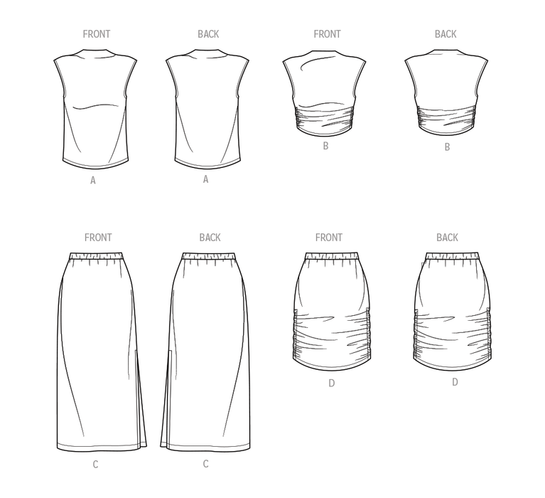 Simplicity 9757 sewing pattern Misses' Knit Top and Skirt in Two Lengths from Jaycotts Sewing Supplies